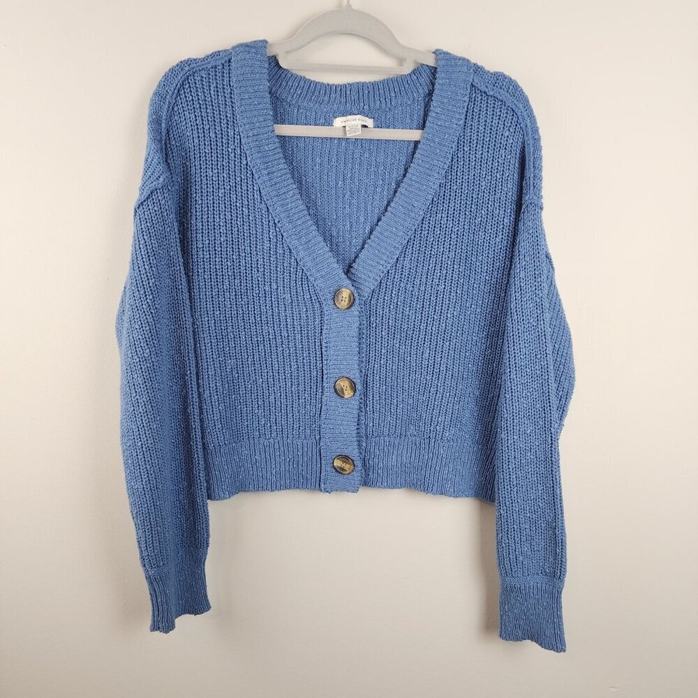 American Eagle cropped knit cardigan Women S blue